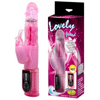 Вибратор Hi-tech со стимулятором клитора Lovely Friend 27 см