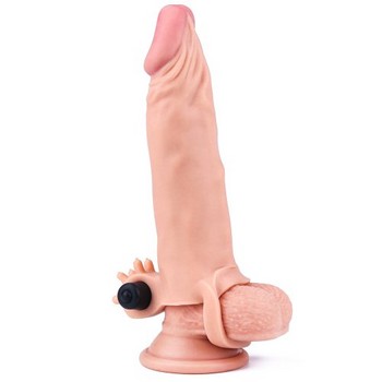 Насадка удлиняющая на пенис с вибрацией Super-Realistic Penis Extension Sleeve + 6 см