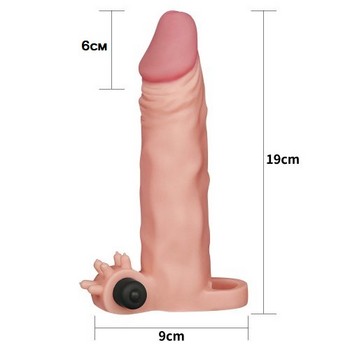 Насадка удлиняющая на пенис с вибрацией Super-Realistic Penis Extension Sleeve + 6 см