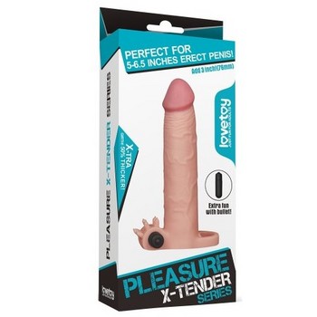 Насадка с вибрацией удлиняющая Super-Realistic Penis Extension Sleeve +5 см
