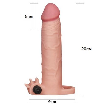 Насадка с вибрацией удлиняющая Super-Realistic Penis Extension Sleeve +5 см
