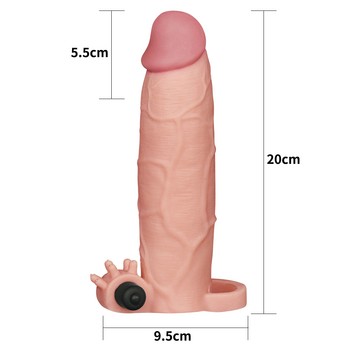 Удлиняющая насадка с вибрацией Super-Realistic Penis + 5,5 см к длине