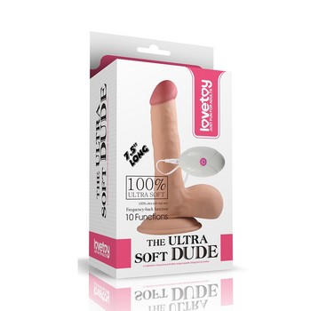 Реалистичный вибратор The Ultra Soft Dude с выносным пультом управления 18 см