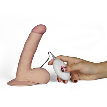 Реалистичный вибратор The Ultra Soft Dude с выносным пультом управления 18 см