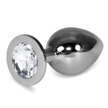 Анальная пробка Silver Clear Rosebud L