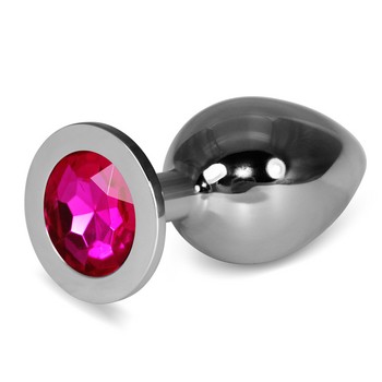 Анальная пробка Silver Fuchsia Rosebud L