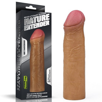 Удлиняющая насадка на пенис Revolutionary Silicone Nature Extender мулат + 5,5 см