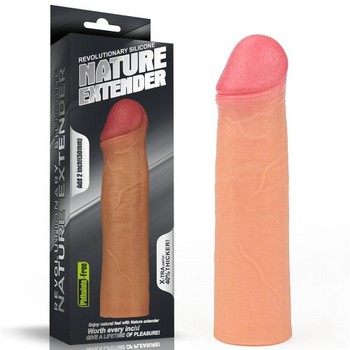 Удлиняющая  насадка на пенис Revolutionary Silicone Nature Extender телесная + 5,5 см