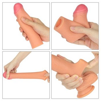 Удлиняющая  насадка на пенис Revolutionary Silicone Nature Extender телесная + 5,5 см