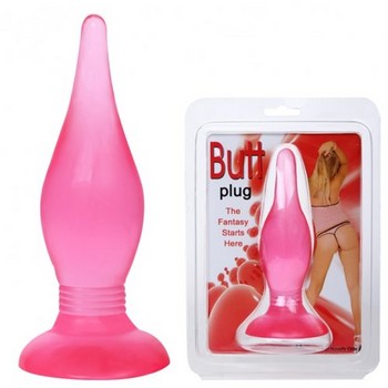 Пробка анальная с присоской Butt plug розовая