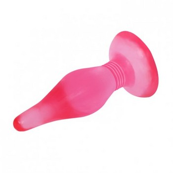 Пробка анальная с присоской Butt plug розовая