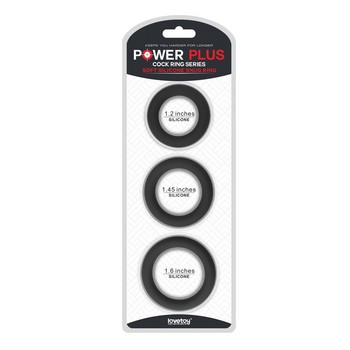Набор эрекционных колец Power Plus Soft Silicone Snug Ring черного цвета