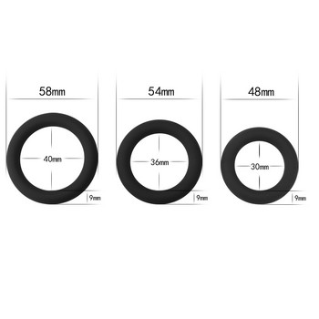 Набор эрекционных колец Power Plus Soft Silicone Snug Ring черного цвета