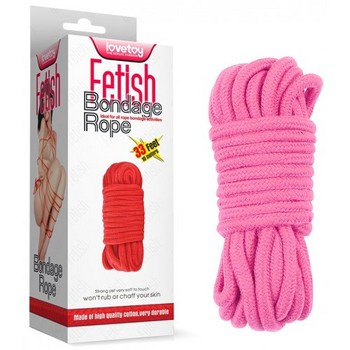 Розовая веревка для бондажа Fetish Bondage Rope 10 метров