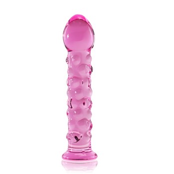 Розовый фаллоимитатор Glass Romance из стекла 17см