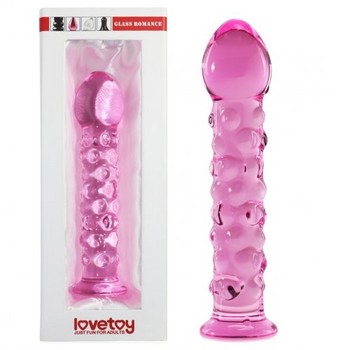 Розовый фаллоимитатор Glass Romance из стекла 17см