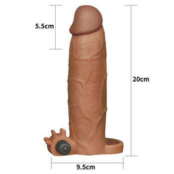 C вибрацией удлиняющая насадка Super-Realistic Penis Extension Sleeve +5,5 см
