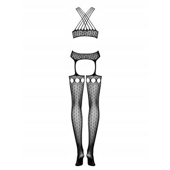 Черный боди-комбинезон Bodystocking G313 S/L