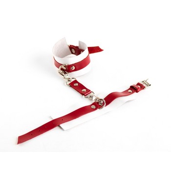 Оковы на ноги из натуральной кожи Red-White