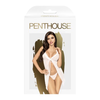 Белый беби-долл с оборками и трусики-стринги Penthouse After Sunset M/L