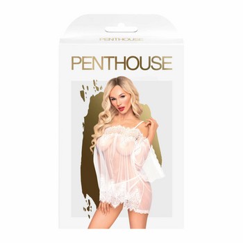 Сетчатая сорочка с кружевными деталями со стрингами Penthouse Lip Smacker S/M