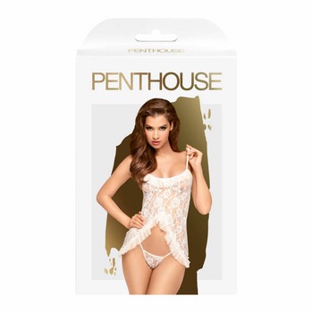 Белый бэби-долл со стрингами Penthouse Flawless Love L/XL