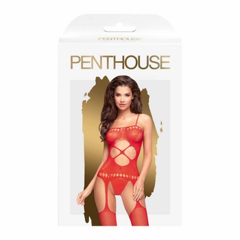 Пикантный красный боди-комбинезон с доступом Penthouse Hot Nightfall XL