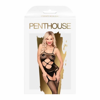 Пикантный черный боди-комбинезон с доступом Penthouse Hot Nightfall   S/L