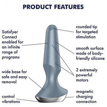Анальная вибропробка Satisfyer Plug-ilicious 2 серый
