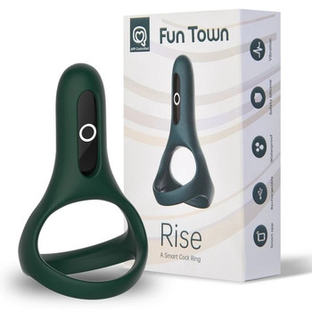 Двойное эрекционное виброкольцо со смарт-управлением Fun Town Rise синее