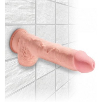 Большой фаллос с мошонкой на присоске King Cock Plus Triple Density 28 см