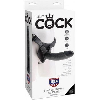 Страпон Harness со съемной черной насадкой King Cock 23 см