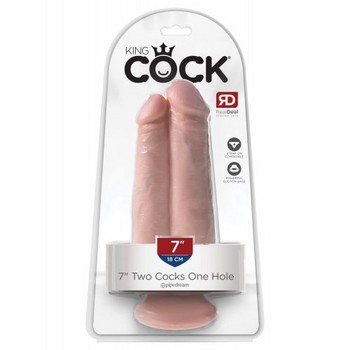 Двойной фаллос на присоске King Cock Two Cocks One Hole Light 20 см