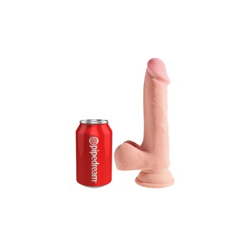 Фаллоимитатор с мошонкой на присоске King Cock Plus 22 см