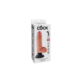 Реалистичный вибратор с присоской King Cock Vibrating Cock with Balls 13 см
