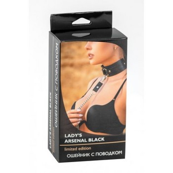 Кожаный ошейник с поводком Lady's Arsenal черный