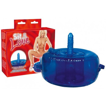 Надувное сидение с насадкой и вибрацией синее Sit Love Vibrating Chair