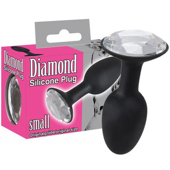 Анальная пробка с кристаллом Diamond Silicone Plug черная