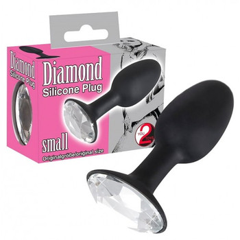 Анальная пробка с кристаллом Diamond Silicone Plug черная