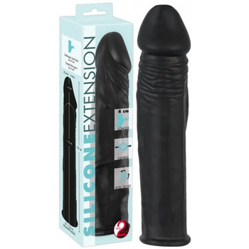 Удлиняющая черная насадка на пенис Silicone Extension + 4 см