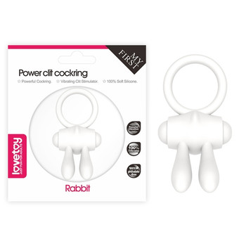 Белое виброкольцо Power Clit Cockring Rabbit
