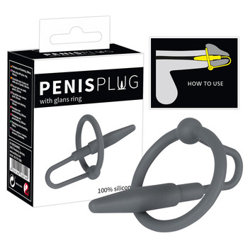 Силиконовый уретральный плаг с кольцом под головку Penis Plug