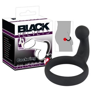 Эрекционное кольцо Black Velvets со стимулятором промежности